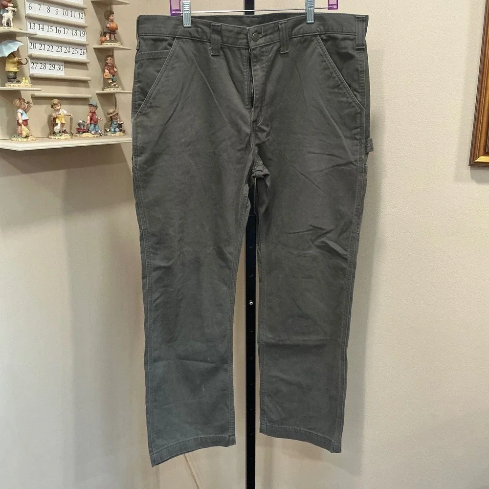 Carhartt Work Pant Relaxed Fit B324 DFE 38x30 Dark Grey Canvas Utility Trousers